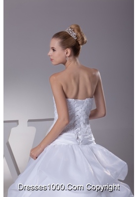 Lace and Pick Up Strapless Court Train A-Line Wedding Dress