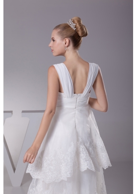 Lace Straps High-lowA-line Wedding Dress