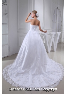 Lace With Beading Ball Gown Sweetheart Chapel Train Wedding Dress