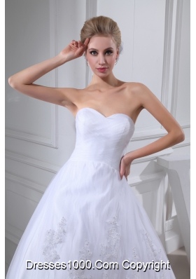 Lace With Beading Ball Gown Sweetheart Chapel Train Wedding Dress