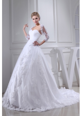 Lace With Beading Ball Gown Sweetheart Chapel Train Wedding Dress
