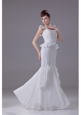 Mermaid Scoop Chiffon Ruching Wedding Dress