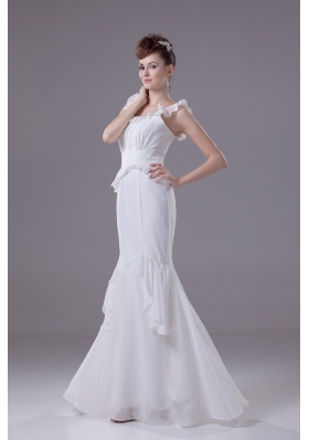 Mermaid Scoop Chiffon Ruching Wedding Dress