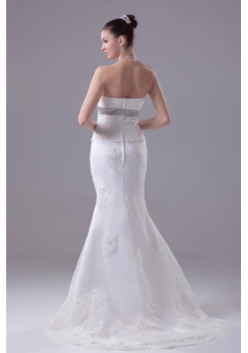 Mermaid Strapless Hottest Wedding Dress With Brush Train