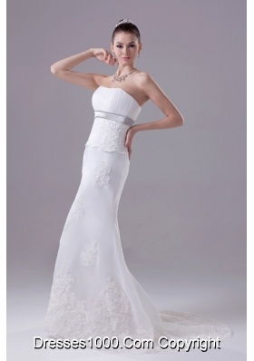 Mermaid Strapless Hottest Wedding Dress With Brush Train