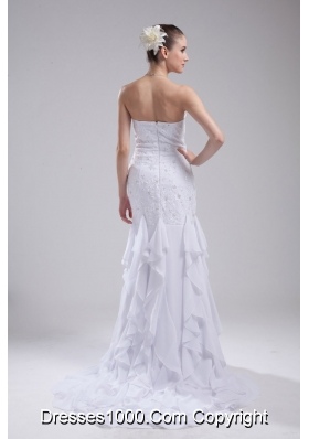 Mermaid Sweetheart Embroidery Ruffles Wedding Dress