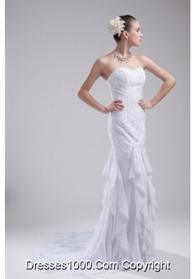 Mermaid Sweetheart Embroidery Ruffles Wedding Dress