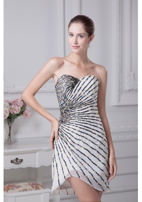 Mini-length Sweetheart Sequin Column Prom Dress