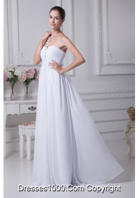 One Shoulder Beading Ruching Empire Long Prom Dress