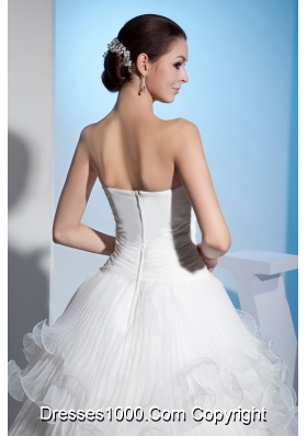 Pleats Strapless Ball Gown Beading Court Train Wedding Dress