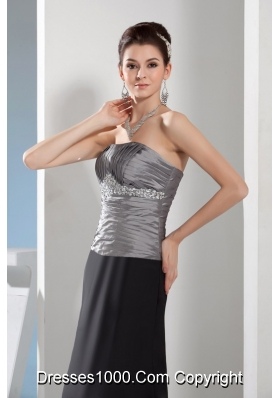 Rhinestone Column Strapless Long Black and Silver Mother of the Bride Dress