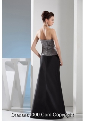 Rhinestone Column Strapless Long Black and Silver Mother of the Bride Dress