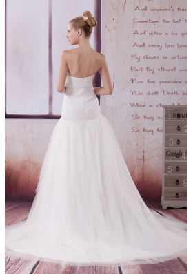 Ruffled Layers Mermaid Sweetheart Court Train Wedding Dress