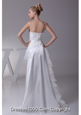 Ruffled Layers One Shoulder long Column Wedding Dress