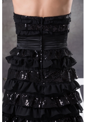 Ruffled Layers Strapless long Column 2013 Prom Dress in Black