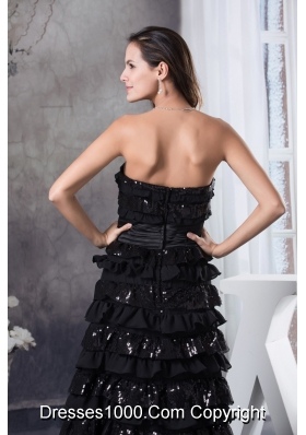 Ruffled Layers Strapless long Column 2013 Prom Dress in Black