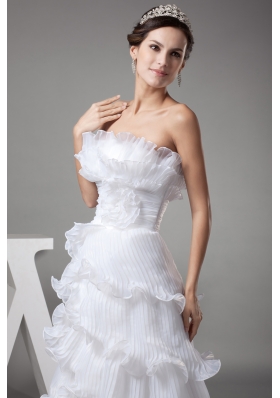 Ruffles Column / Sheath Strapless Long Wedding Dress