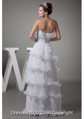 Ruffles Column / Sheath Strapless Long Wedding Dress