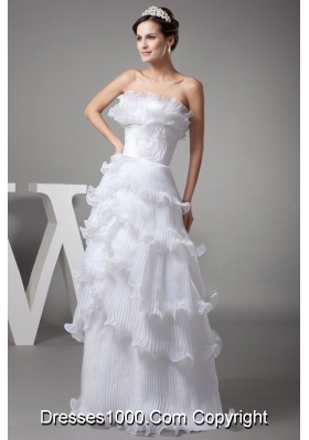 Ruffles Column / Sheath Strapless Long Wedding Dress