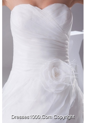 Ruffles Layered Organza Court Train Sweetheart A-Line Wedding Dress