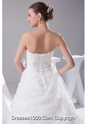 Ruffles Layered Organza Court Train Sweetheart A-Line Wedding Dress