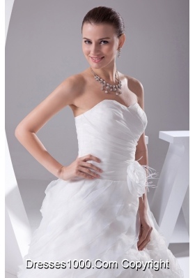 Ruffles Layered Organza Court Train Sweetheart A-Line Wedding Dress