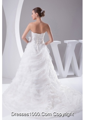 Ruffles Layered Organza Court Train Sweetheart A-Line Wedding Dress