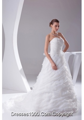 Ruffles Layered Organza Court Train Sweetheart A-Line Wedding Dress