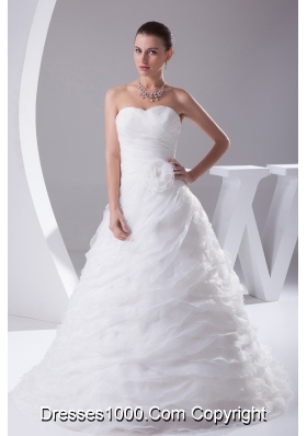 Ruffles Layered Organza Court Train Sweetheart A-Line Wedding Dress