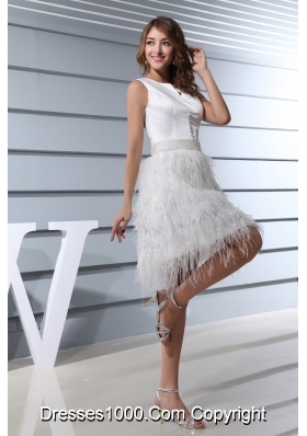 Ruffles Scoop Knee-length Beading Wedding Dress