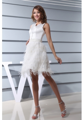 Ruffles Scoop Knee-length Beading Wedding Dress