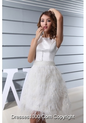 Ruffles Scoop Knee-length Beading Wedding Dress