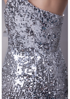 Sequin One Shoulder Column Floor-length Prom Dress