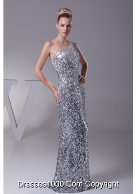 Sequin One Shoulder Column Floor-length Prom Dress