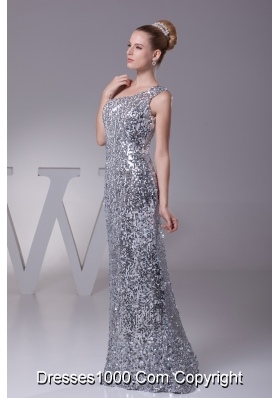 Sequin One Shoulder Column Floor-length Prom Dress