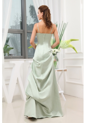 Spaghetti Straps A-line Ruching Long Prom Dress