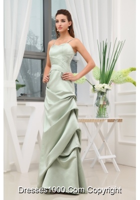 Spaghetti Straps A-line Ruching Long Prom Dress