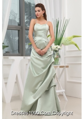 Spaghetti Straps A-line Ruching Long Prom Dress