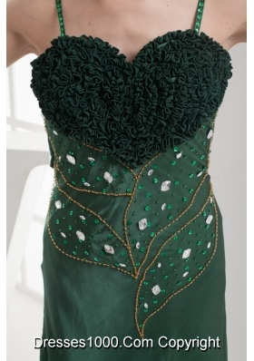 Straps Beading Long Dark Green Jacket Mother Of The Bride Dress