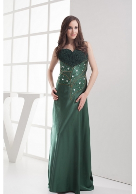 Straps Beading Long Dark Green Jacket Mother Of The Bride Dress