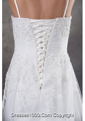 Straps Lace Brush Train A-line Wedding Dress