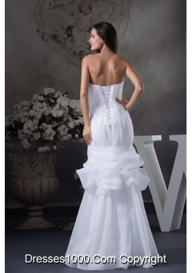 Sweetheart Mermaid Long Pick Ups Wedding Dress