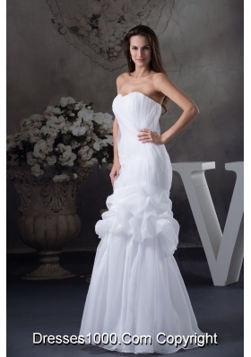 Sweetheart Mermaid Long Pick Ups Wedding Dress