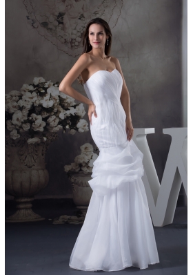 Sweetheart Mermaid Long Pick Ups Wedding Dress