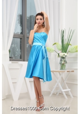 Sweetheart Ruching Sash Knee-length Prom Dress