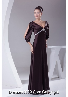 V-neck 3/4 Sleeves Beading Empire Long Mother of Bride Dresses