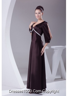 V-neck 3/4 Sleeves Beading Empire Long Mother of Bride Dresses