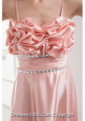 Watermelon Sapghetti Straps Beading High-low Ruching Prom Dress