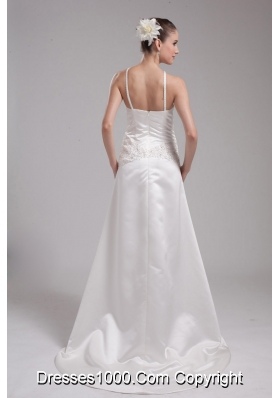 A-line Straps Beading Satin Wedding Dress