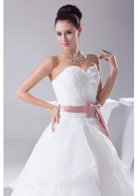 Appliques and Sash A-Line Court Train Sweetheart 2013 Wedding Dress